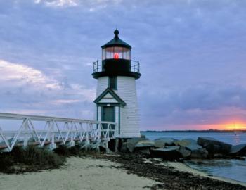 close up of brant point lighthouse on nantucket