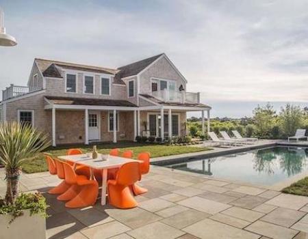 sundeck, table and pool at 32 nonantum avenue in nantucket