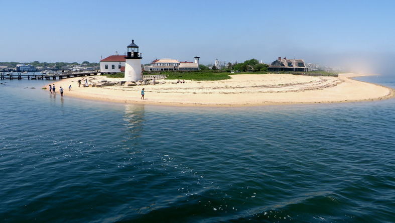Nantucket Brant Point Lighthouse Beach view from the water