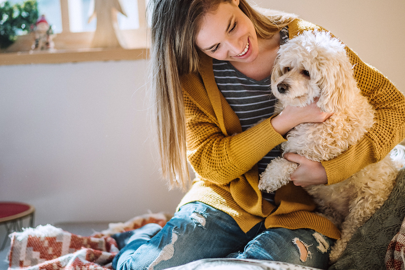 woman and dog